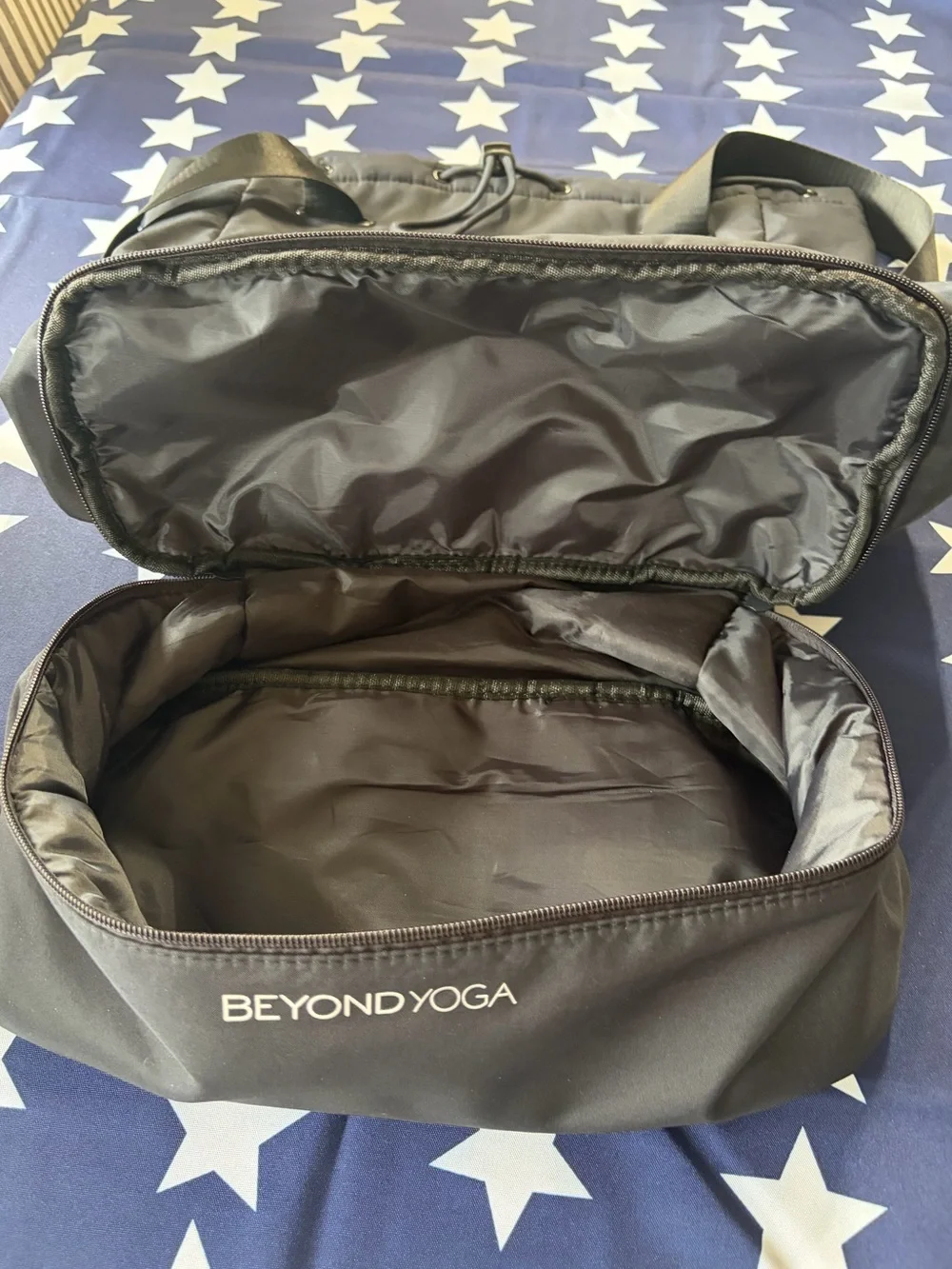 Beyond Yoga Black Gym Logo Zip Pouch